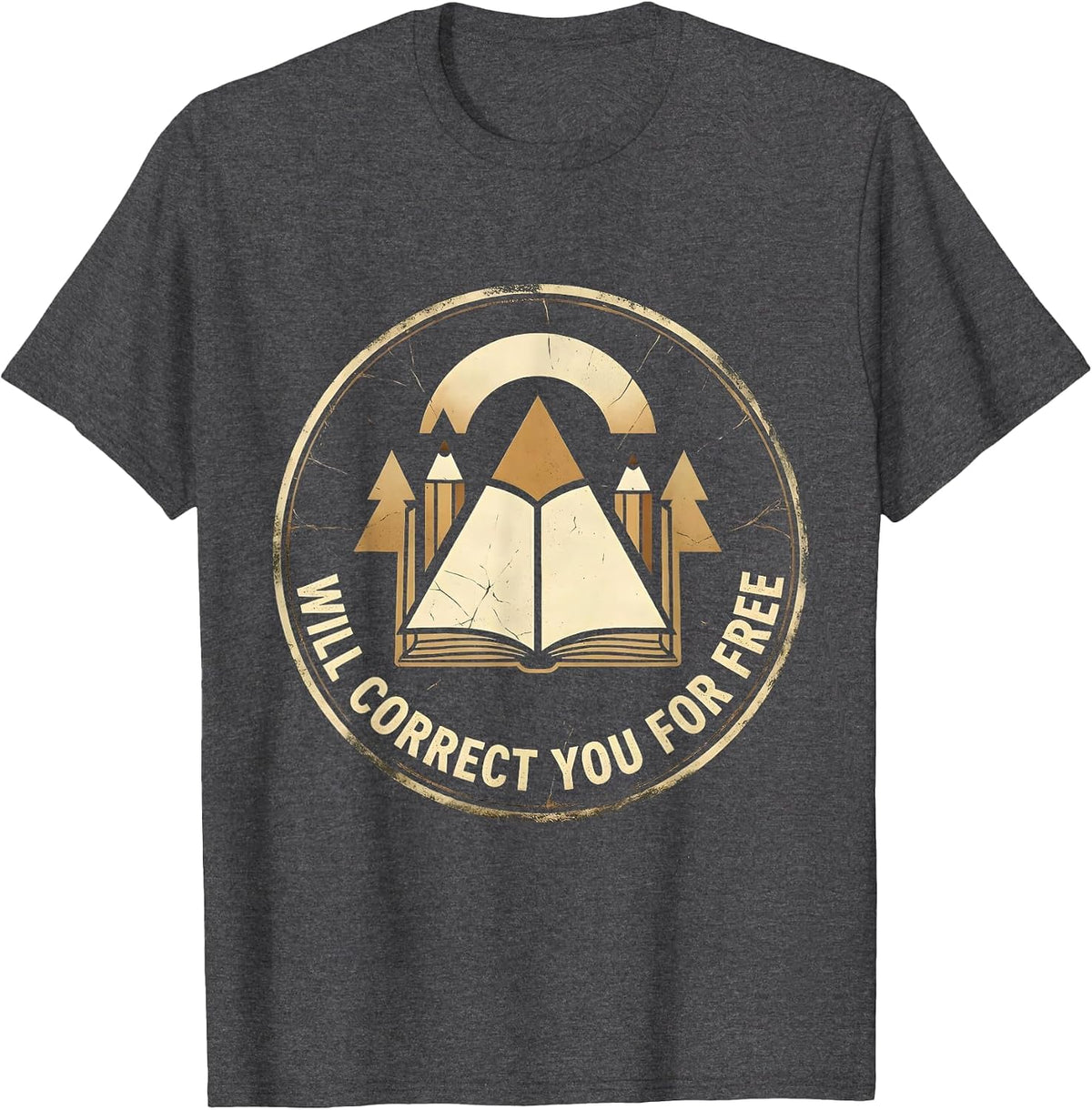 Men's Will Correct You For Free English Teacher Design T-Shirt - Dark Heather Grey