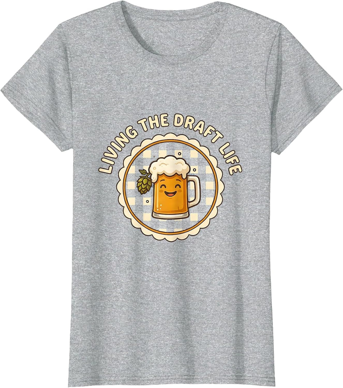 Living the Draft Life Beer Lover Design T-Shirt - Heather Grey