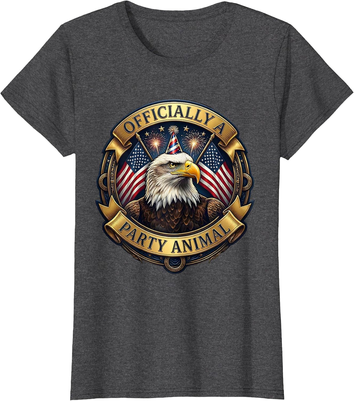 Women's Officially a Party Animal Fun Celebration Design T-Shirt - Dark Heather Grey