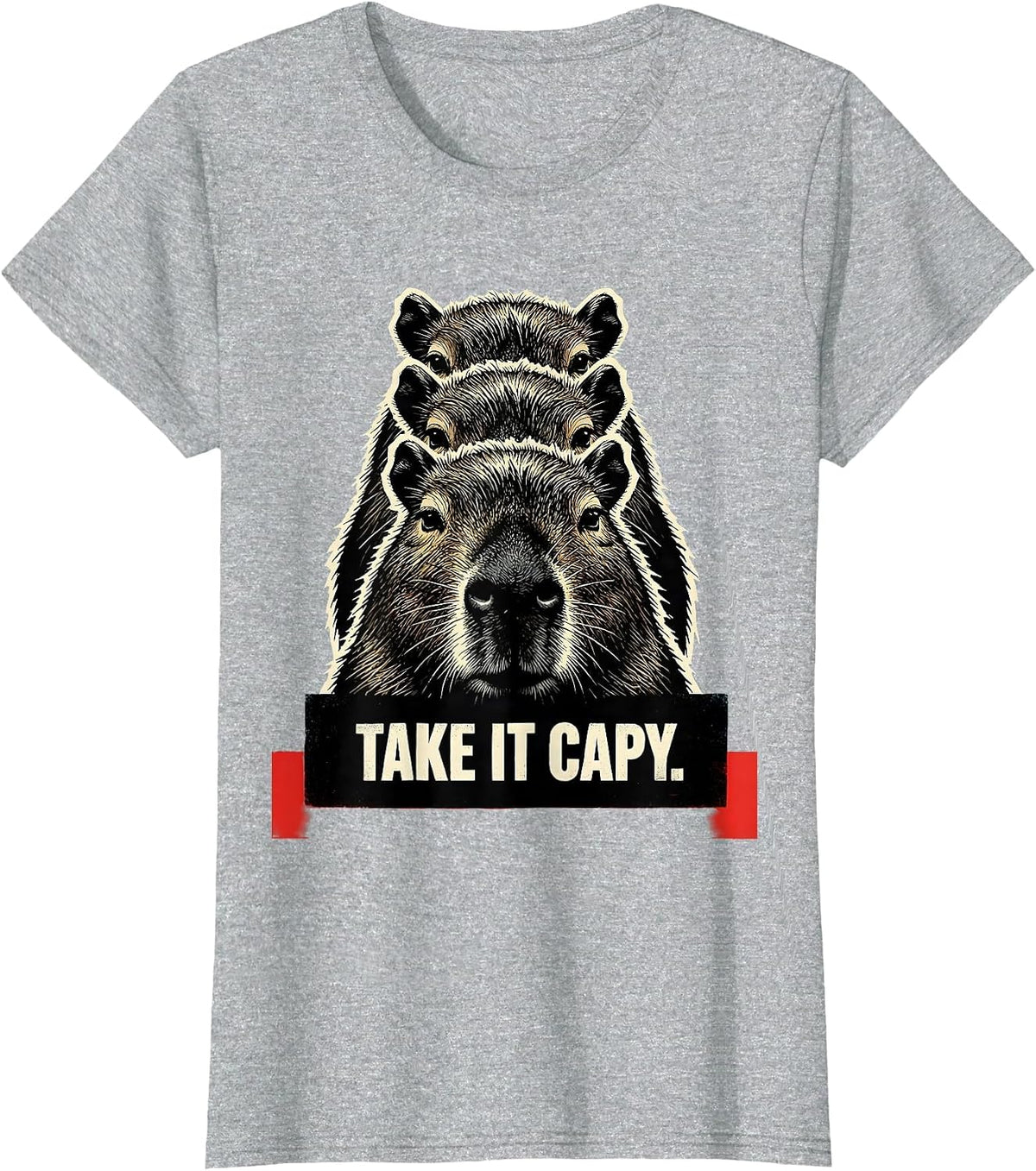 take it capy Funny Capybara Gamer Meme Humor T-Shirt - Heather Grey