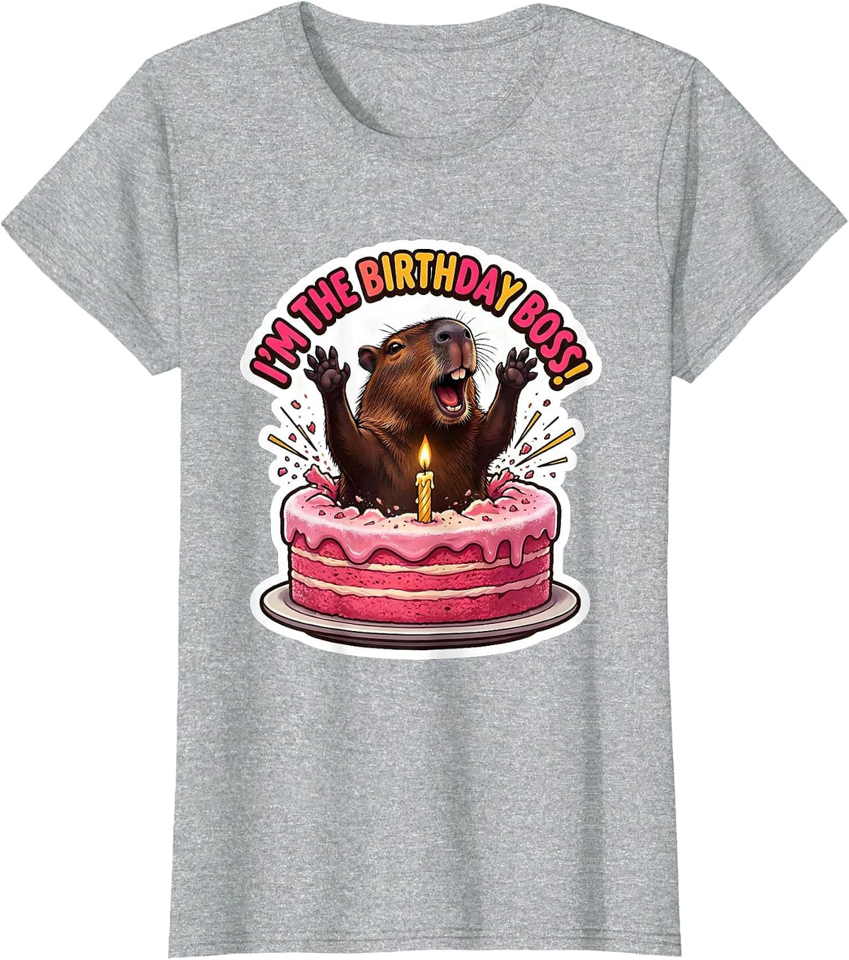 I'm The Birthday Boss! Playful Capybara Kids Party Humor T-Shirt - Heather Grey