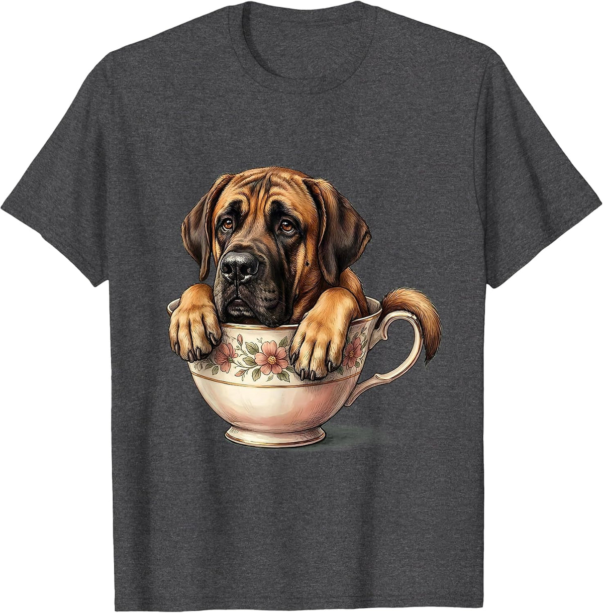 Great Dane In A Teacup Cute Dog Lover Gift T-Shirt - Dark Heather Grey