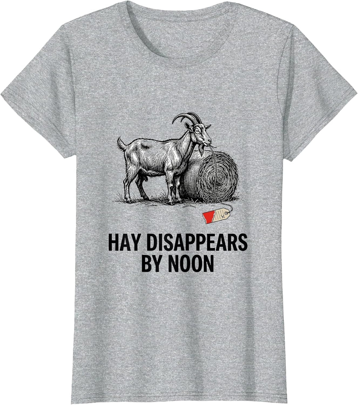 Women's Hay Disappears By Noon Funny Goat Owner Farmer Gift T-Shirt - Heather Grey
