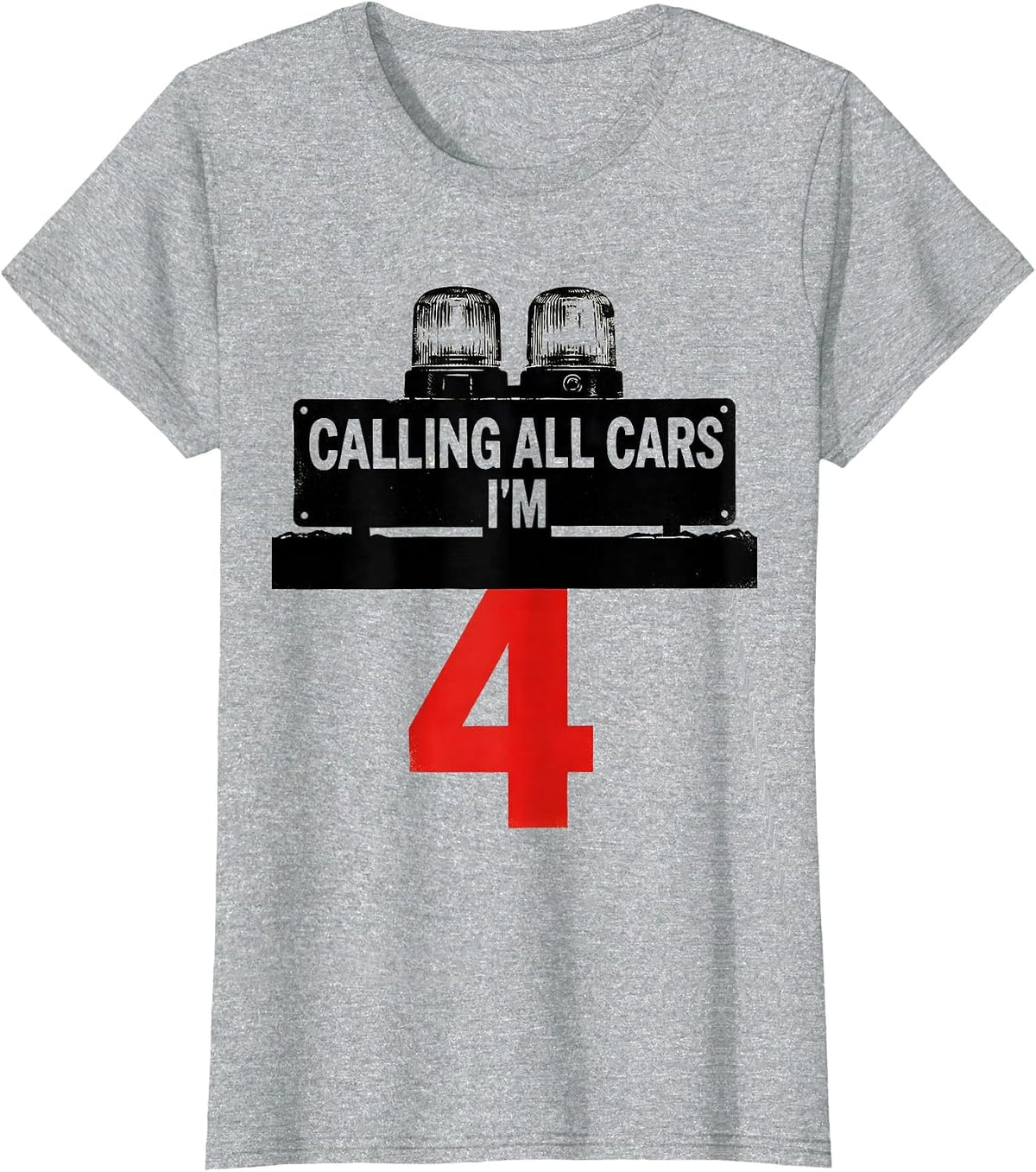 Women's Calling All Cars I'm 4 Future Police Officer Kids Birthday T-Shirt - Heather Grey