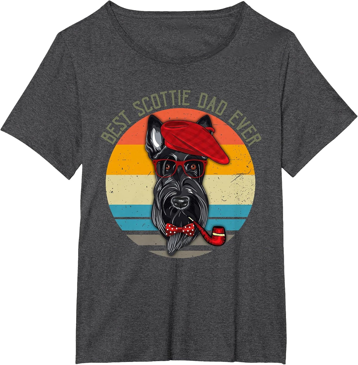 Vintage Retro Funny Best Scottie Dad Ever Dog Lover Mens T-Shirt - Dark Heather Grey