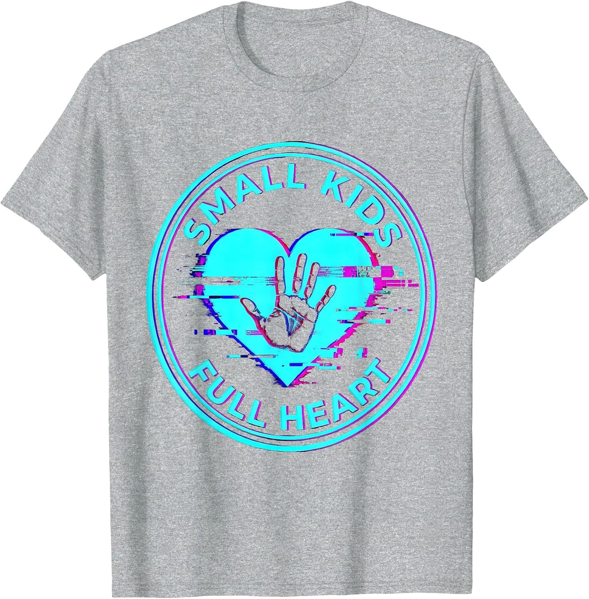 Men's Small Kids Full Heart Preschool Teacher Design T-Shirt - Heather Grey
