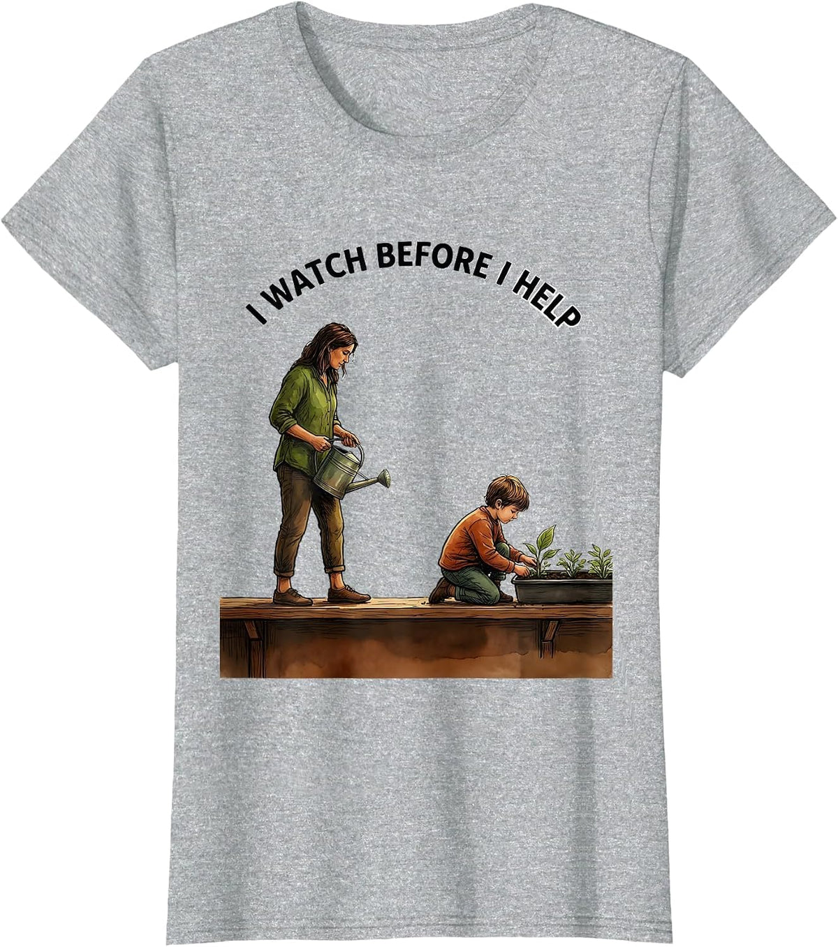 I Watch Before I Help Montessori Teacher Method Pride T-Shirt - Heather Grey