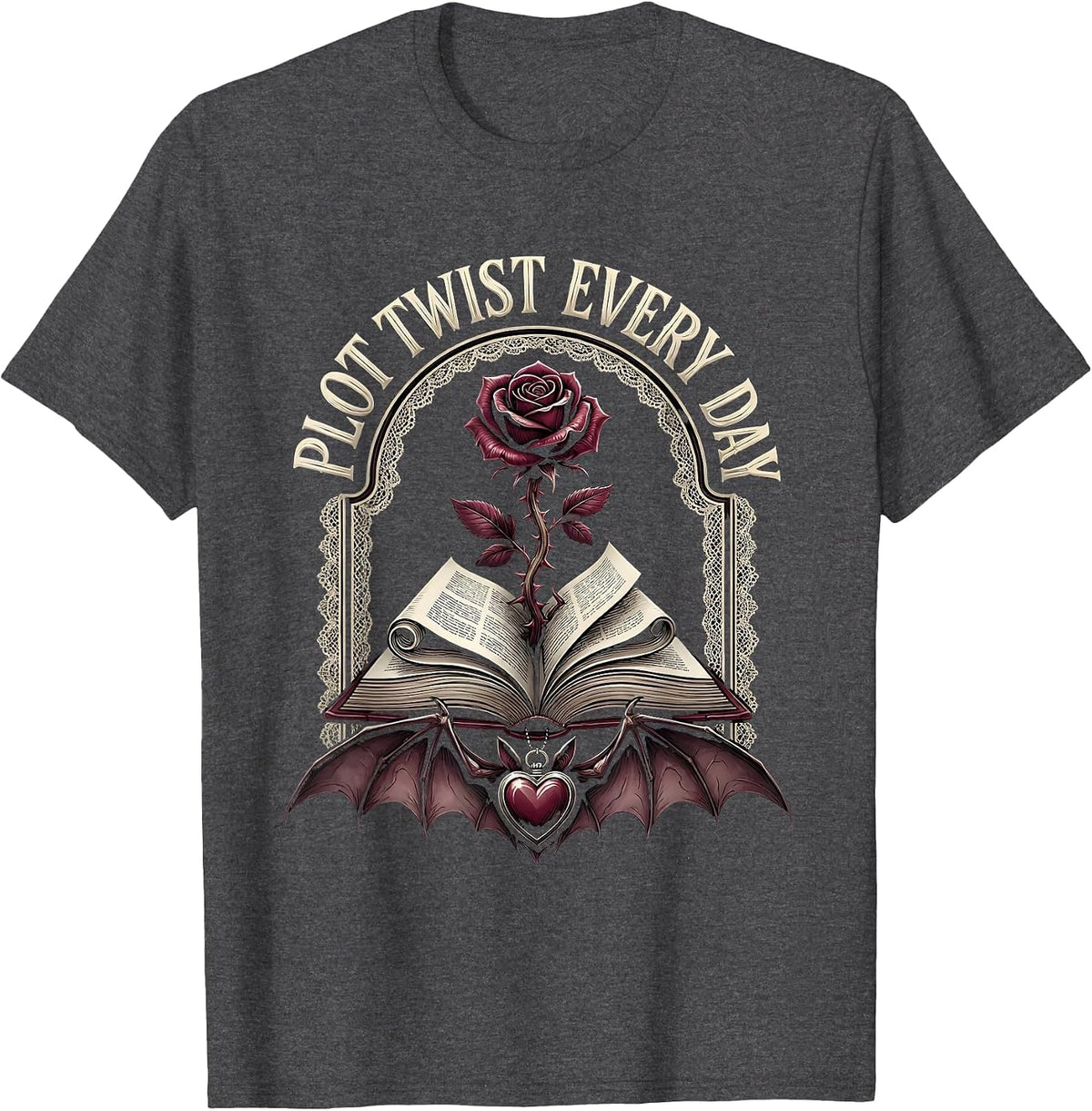 Men's Plot Twist Every Day English Teacher Design T-Shirt - Dark Heather Grey