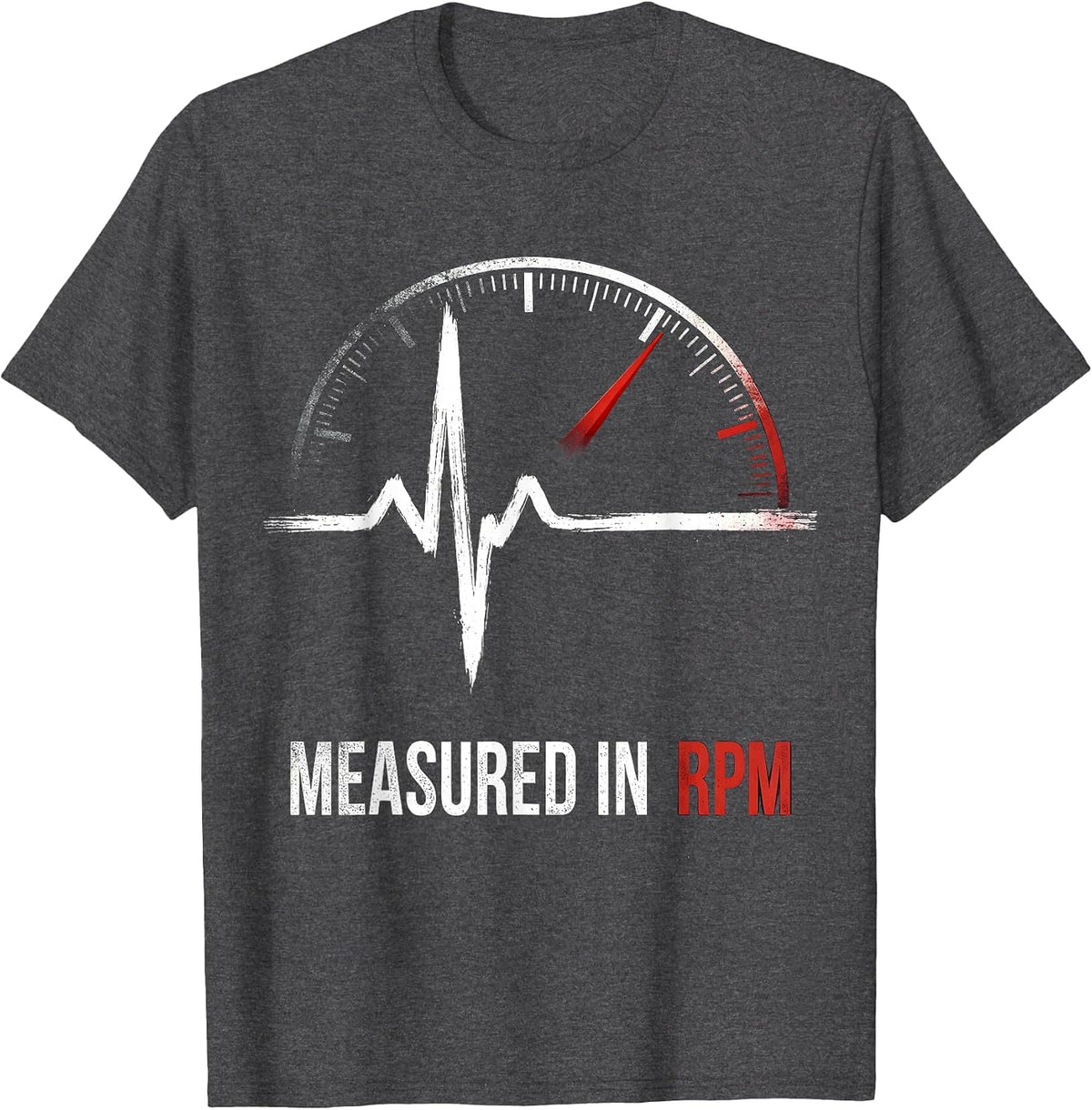 Men's Measured In RPM Distressed Car Guy Auto Mechanic Speedometer T-Shirt - Dark Heather Grey