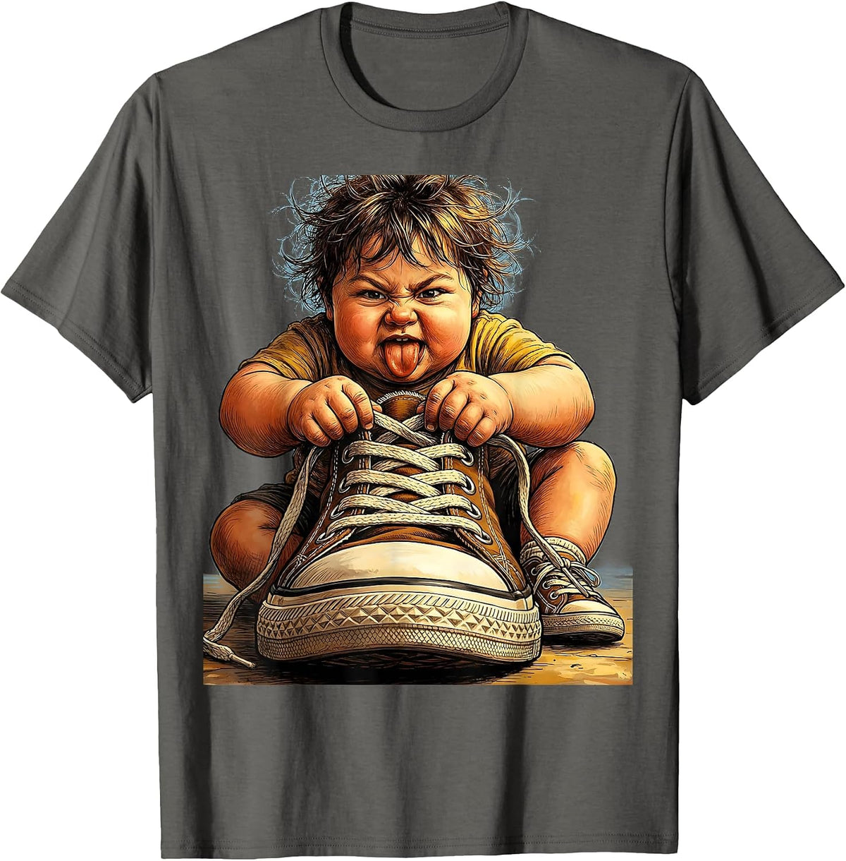 Occupational Therapy Shoelace Child Illustration T-Shirt - Asphalt Grey