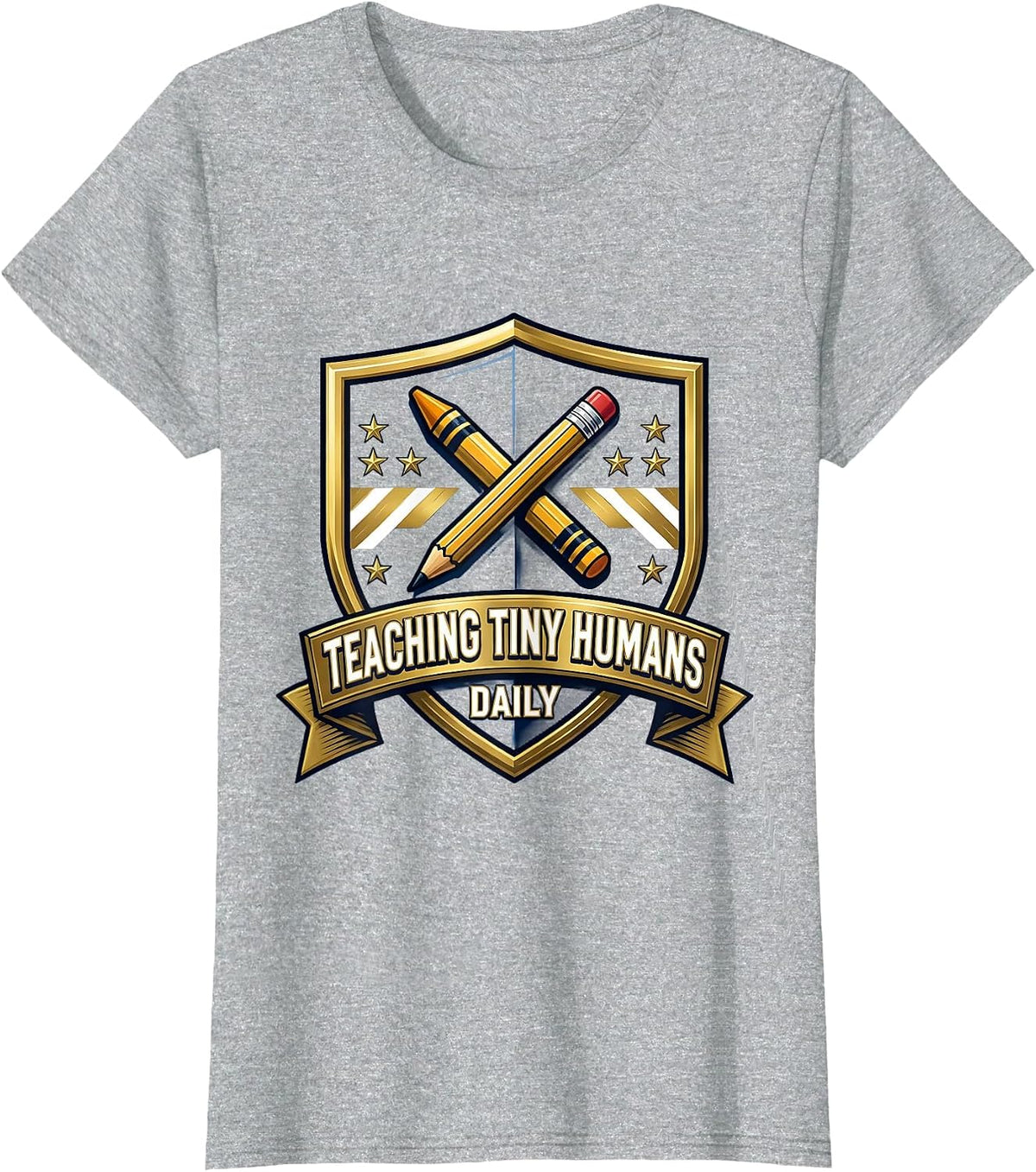 Teaching Tiny Humans Daily Prek Teacher Design T-Shirt - Heather Grey