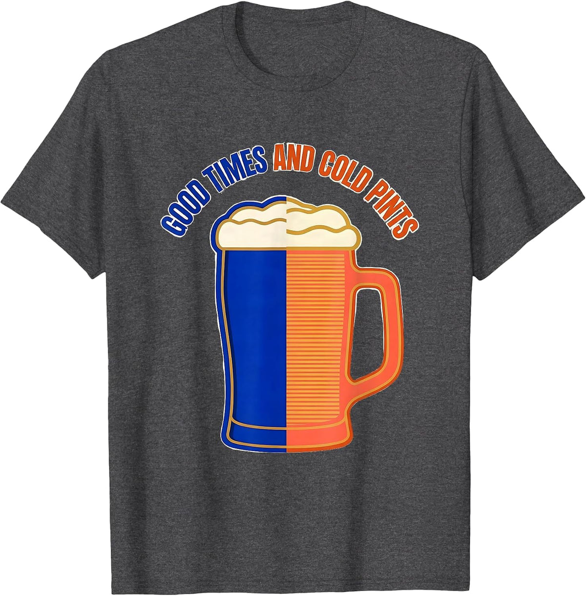 Men's Good Times and Cold Pints Beer Lover Design T-Shirt - Dark Heather Grey