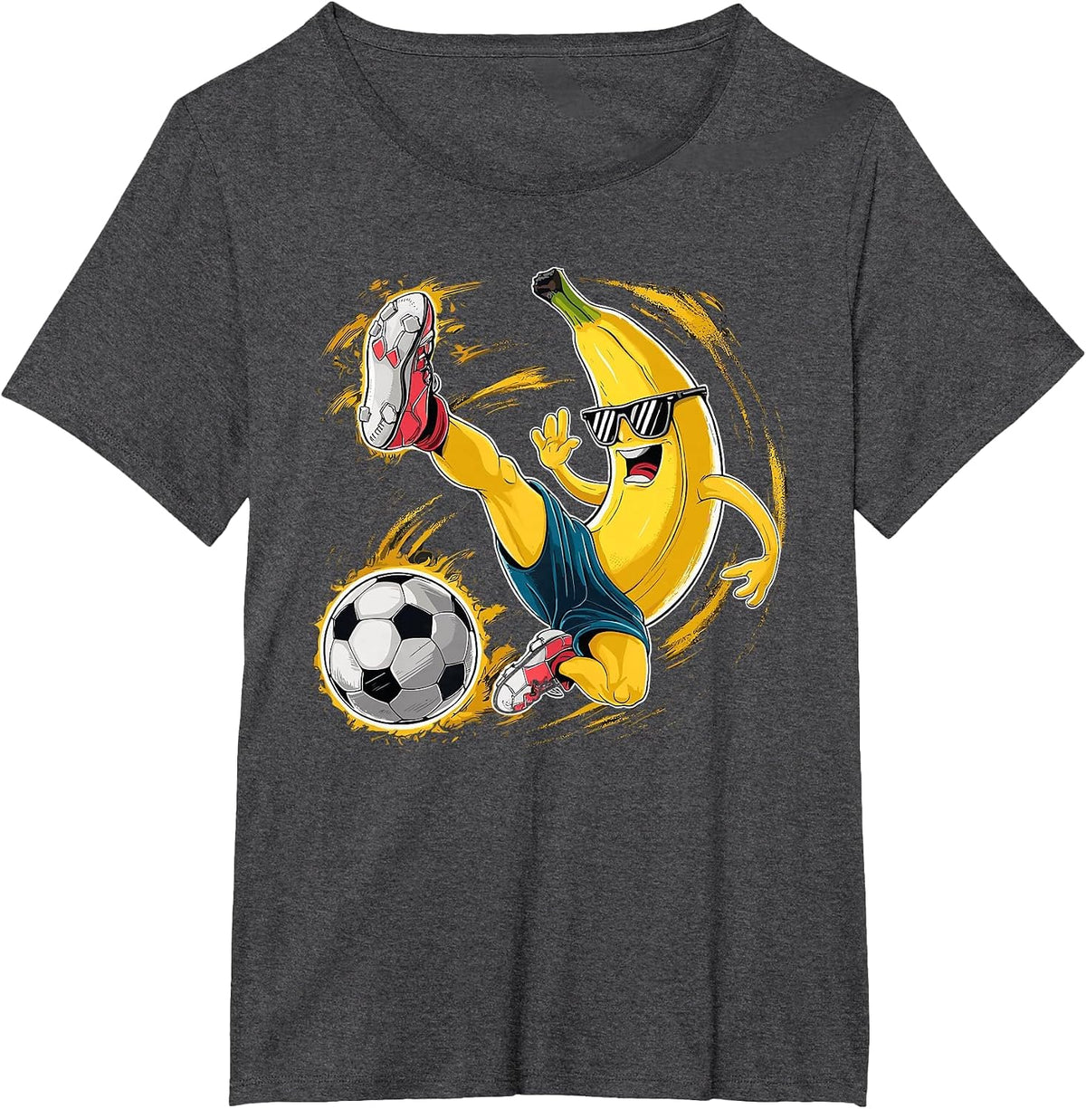 Sport Banana Football Player Fruit Cute Banana Soccer Player T-Shirt - Dark Heather Grey
