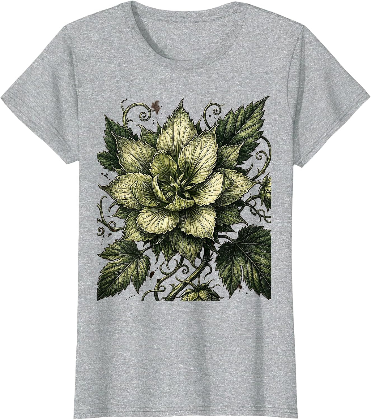 Women's Giant Hops Flower Burst Beer Graphic T-Shirt - Heather Grey