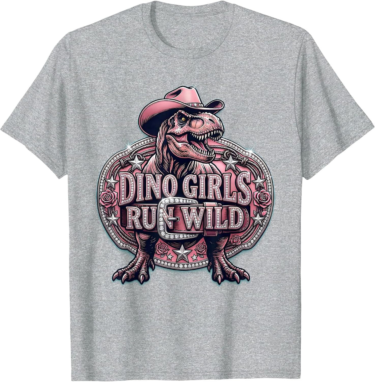 Men's Dino Girls Run Wild Dinosaur Graphic Design T-Shirt - Heather Grey