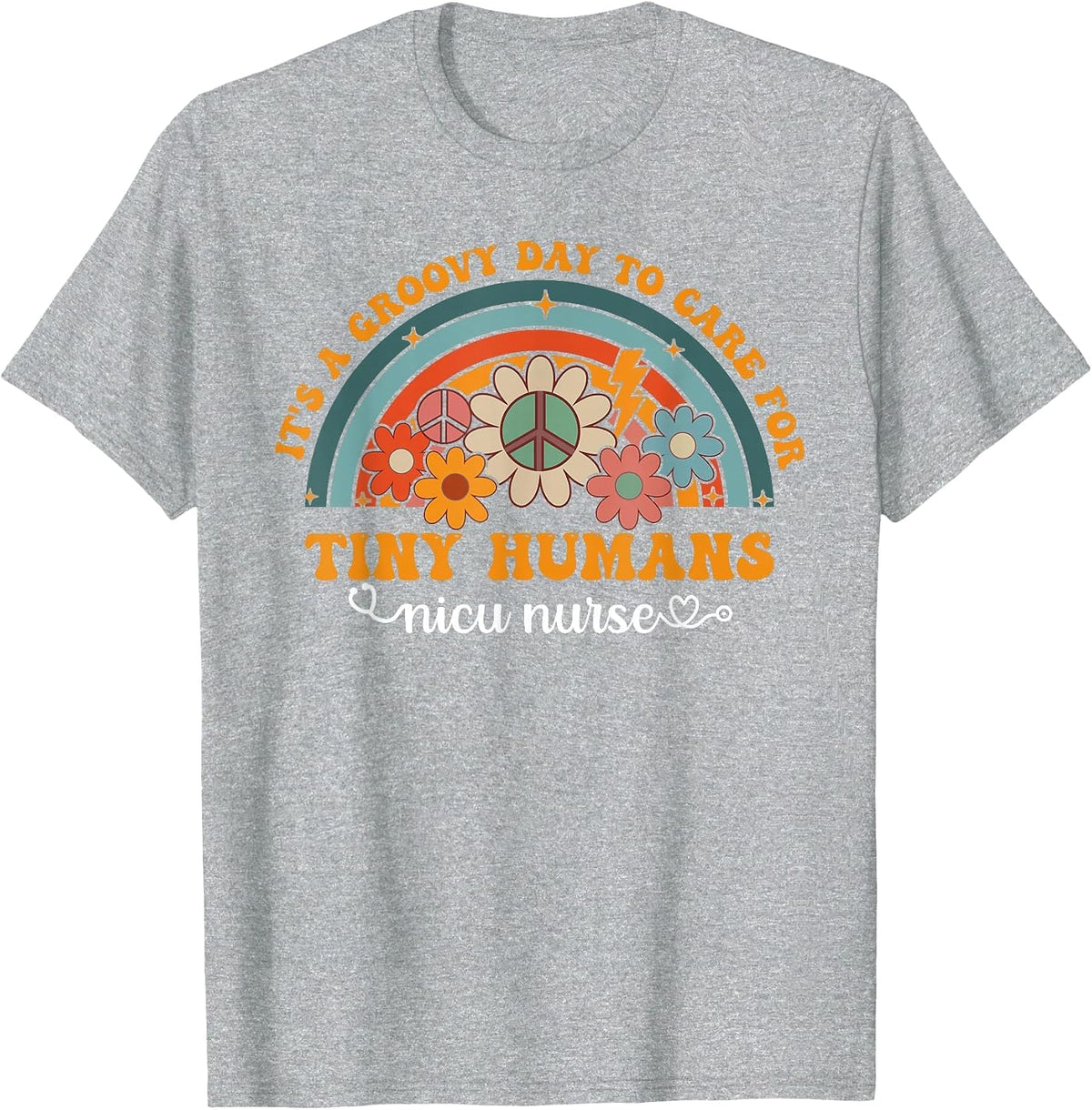 Groovy NICU Nurse Neonatal Intensive Care Unit Cute T-Shirt - Heather Grey