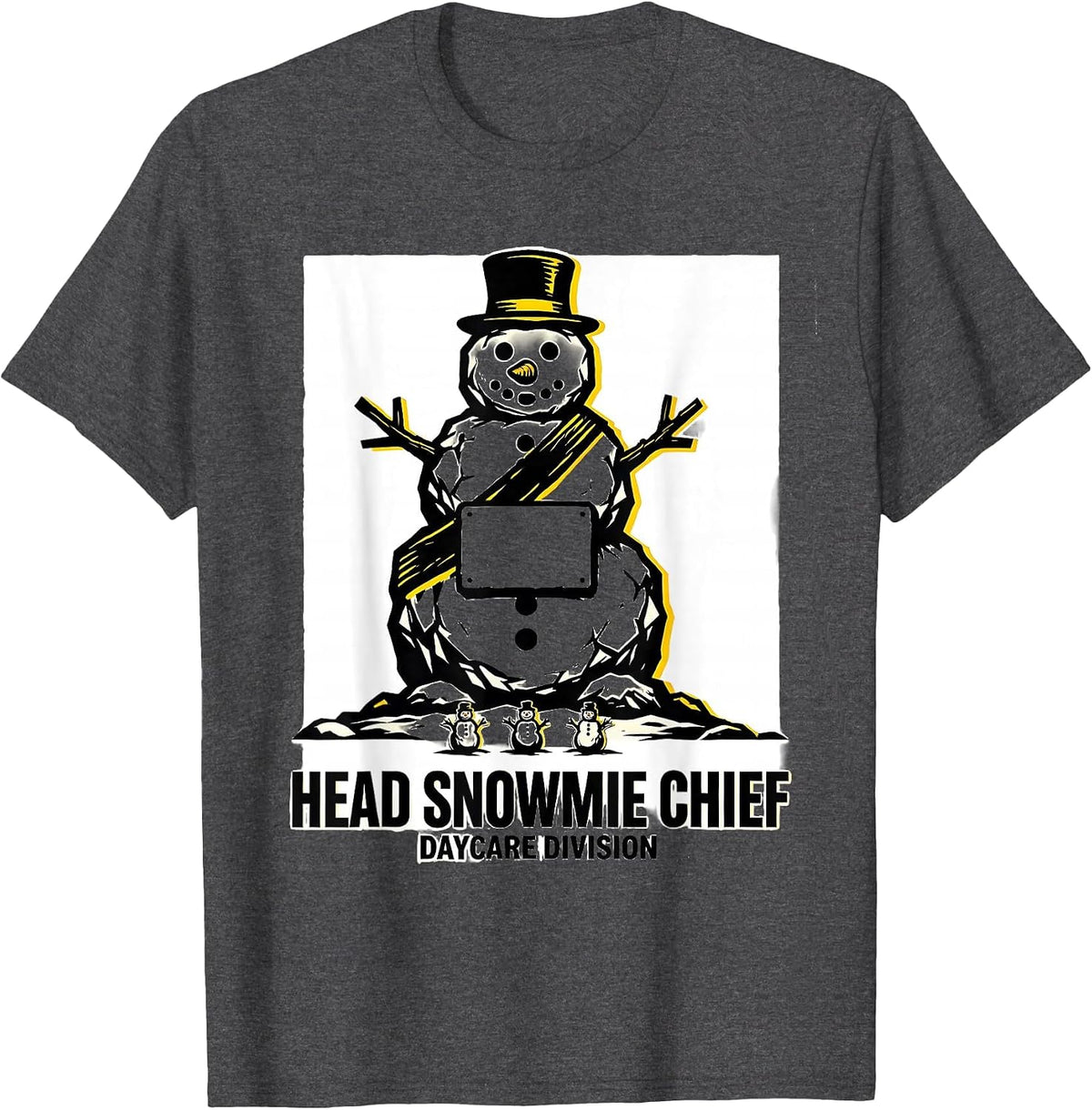 Head Snowmie Chief Daycare Division Funny Teacher Christmas T-Shirt - Dark Heather Grey