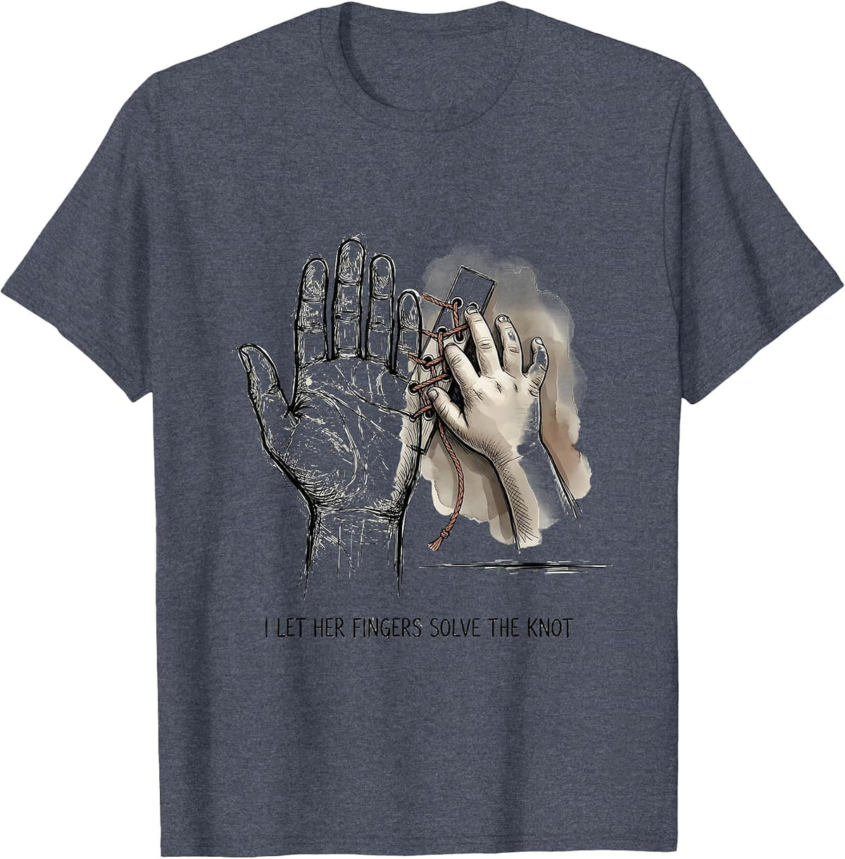 I Let Her Fingers Solve The Knot Montessori Teacher Method T-Shirt - Heather Blue