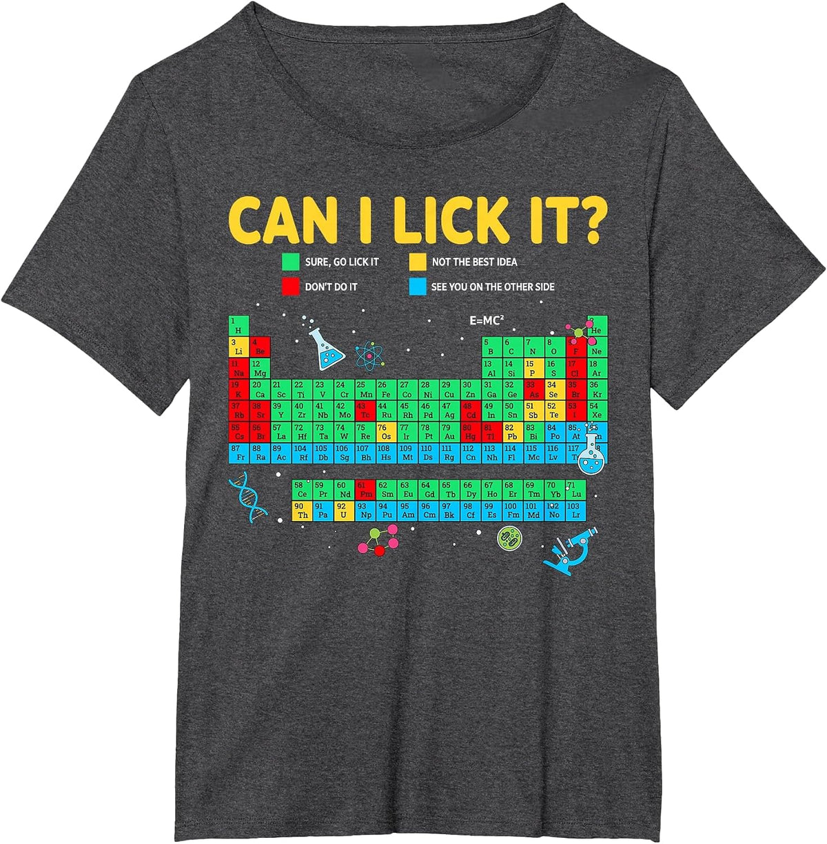 Science Lovers Teacher Student Can I Lick It Periodic Table T-Shirt - Dark Heather Grey