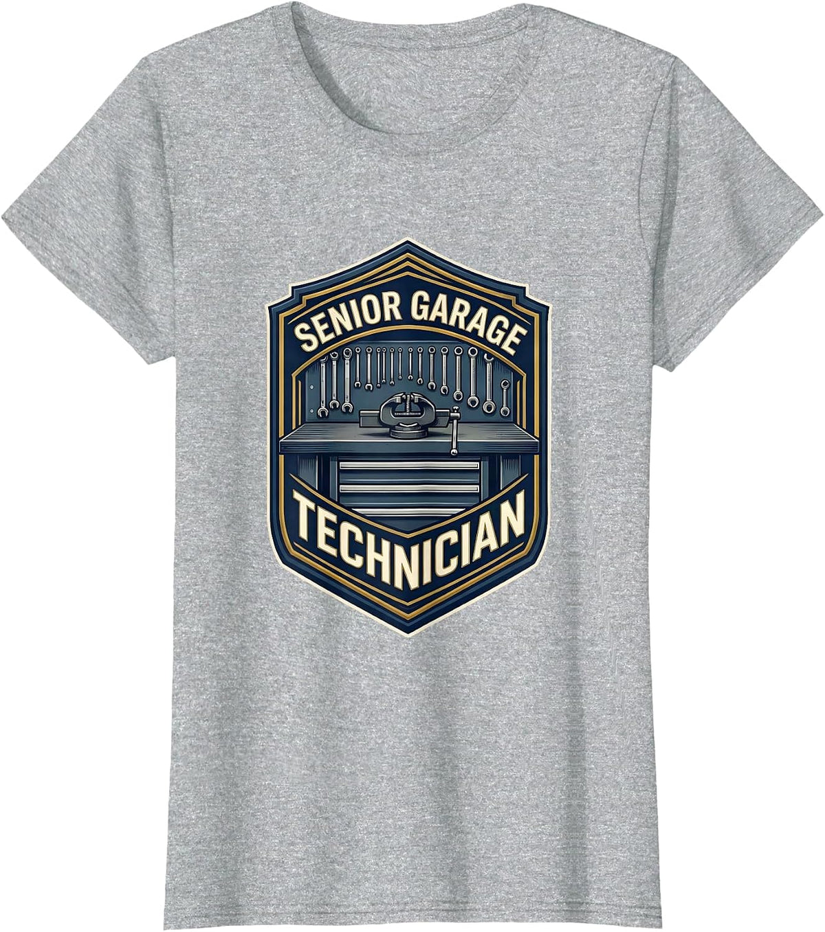 Senior Garage Technician Funny Mechanic Dad Joke Car Guy T-Shirt - Heather Grey