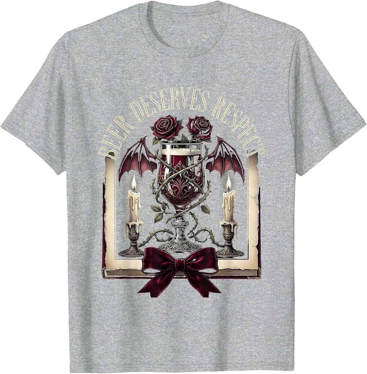 Men's Beer Deserves Respect Bold Drinking Design T-Shirt - Heather Grey