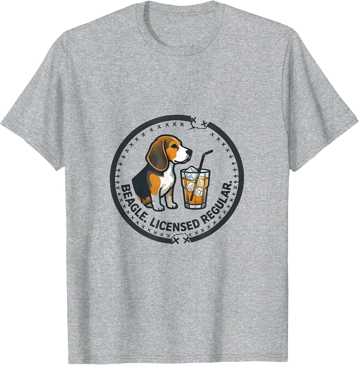 Men's Beagle Licensed Regular Minimalist Dog Breed Iced Coffee T-Shirt - Heather Grey