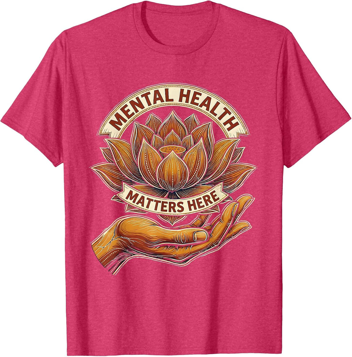 Mental Health Matters Here School Counselor Design T-Shirt - Red Heather