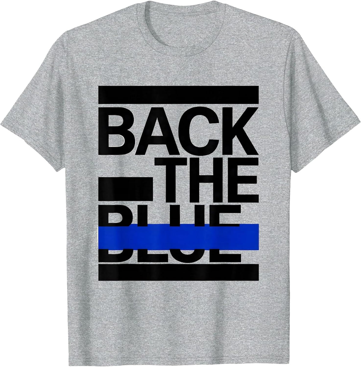 Men's Back The Blue Thin Blue Line Police Support Law Enforcement T-Shirt - Heather Grey