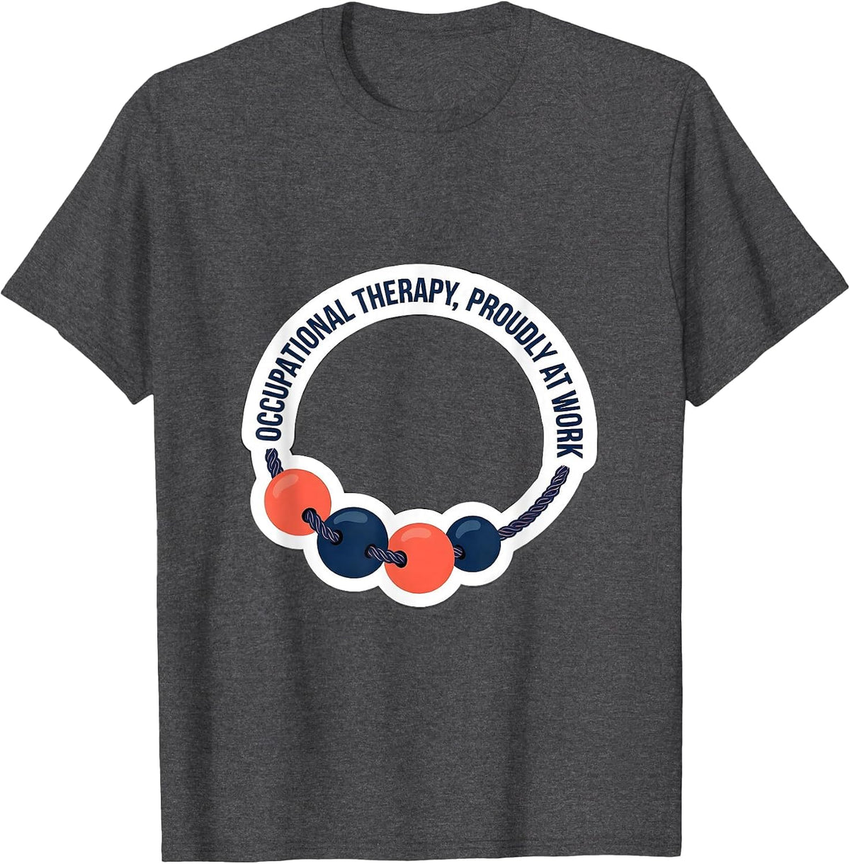 Men's Occupational Therapy Proudly At Work Sticker Style OT Month T-Shirt - Dark Heather Grey