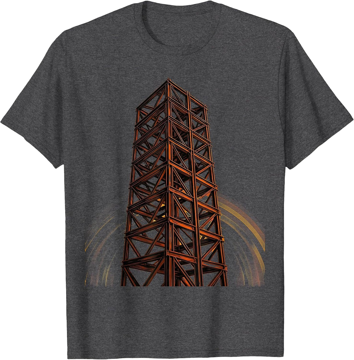 Labor Day Rising Skyscraper Steel Girder Illustration T-Shirt, Men, Dark Heather Grey, Small - As Pictured