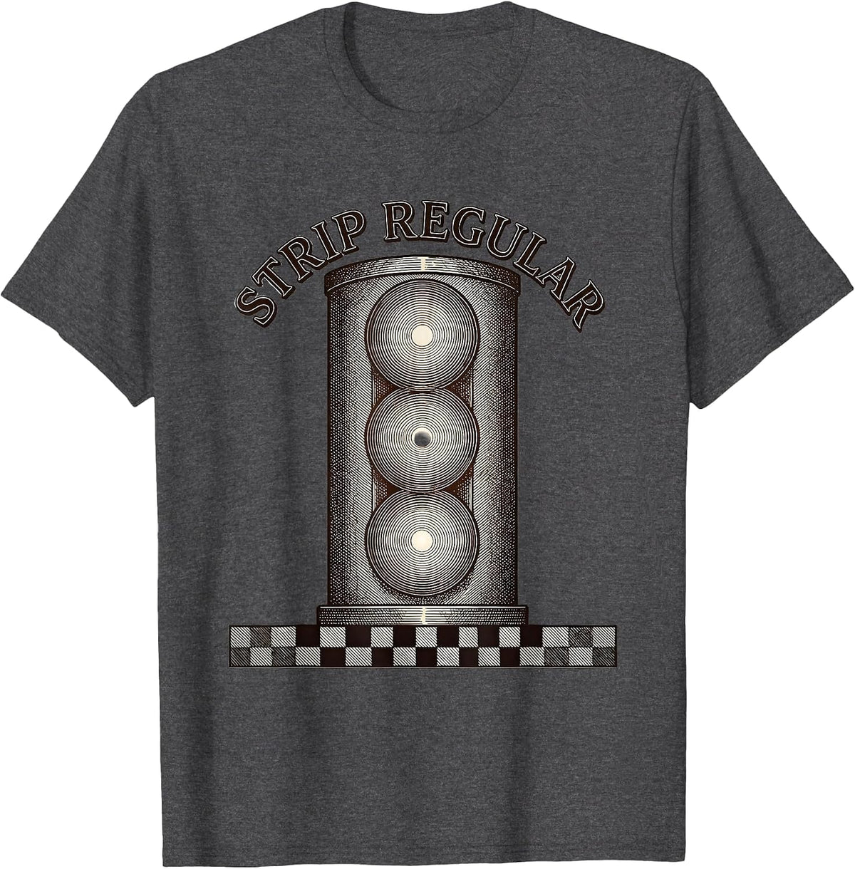 Strip Regular Patriotic Checkered Flag Drag Racing T-Shirt - Dark Heather Grey