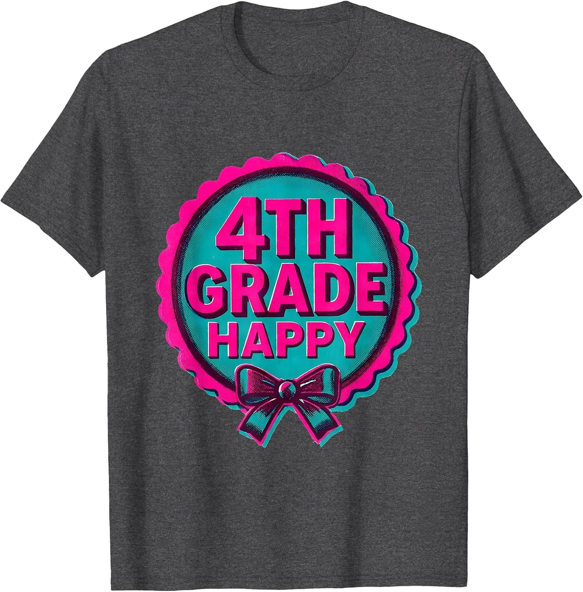 4th Grade Happy Coquette Bow Back To School Fourth Grade T-Shirt - Dark Heather Grey