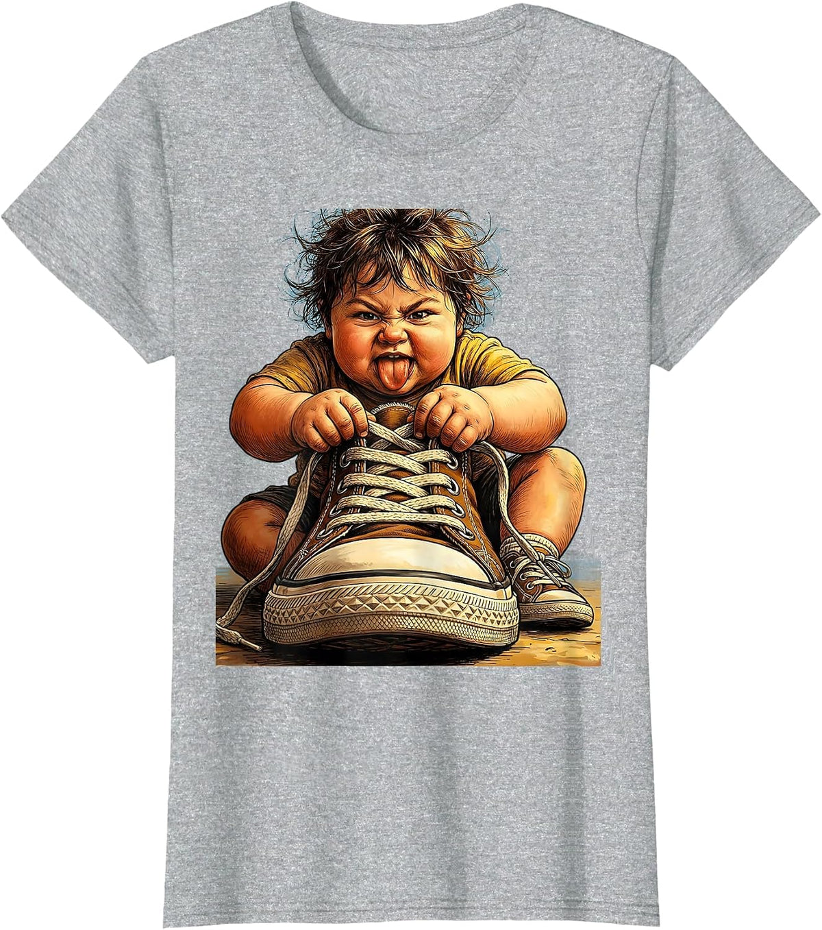 Occupational Therapy Shoelace Child Illustration T-Shirt - Heather Grey
