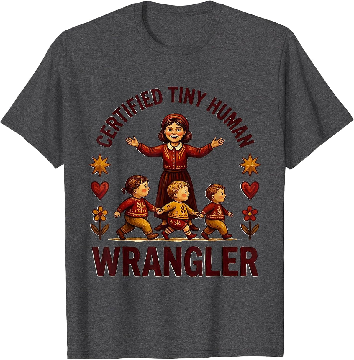 Men's Certified Tiny Human Wrangler Preschool Teacher T-Shirt - Dark Heather Grey