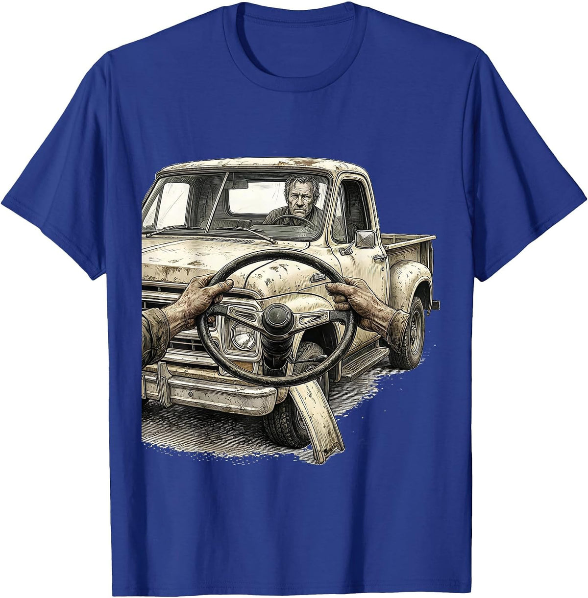 Vintage Pickup Classic Car Guy Humor T-Shirt - Royal Blue