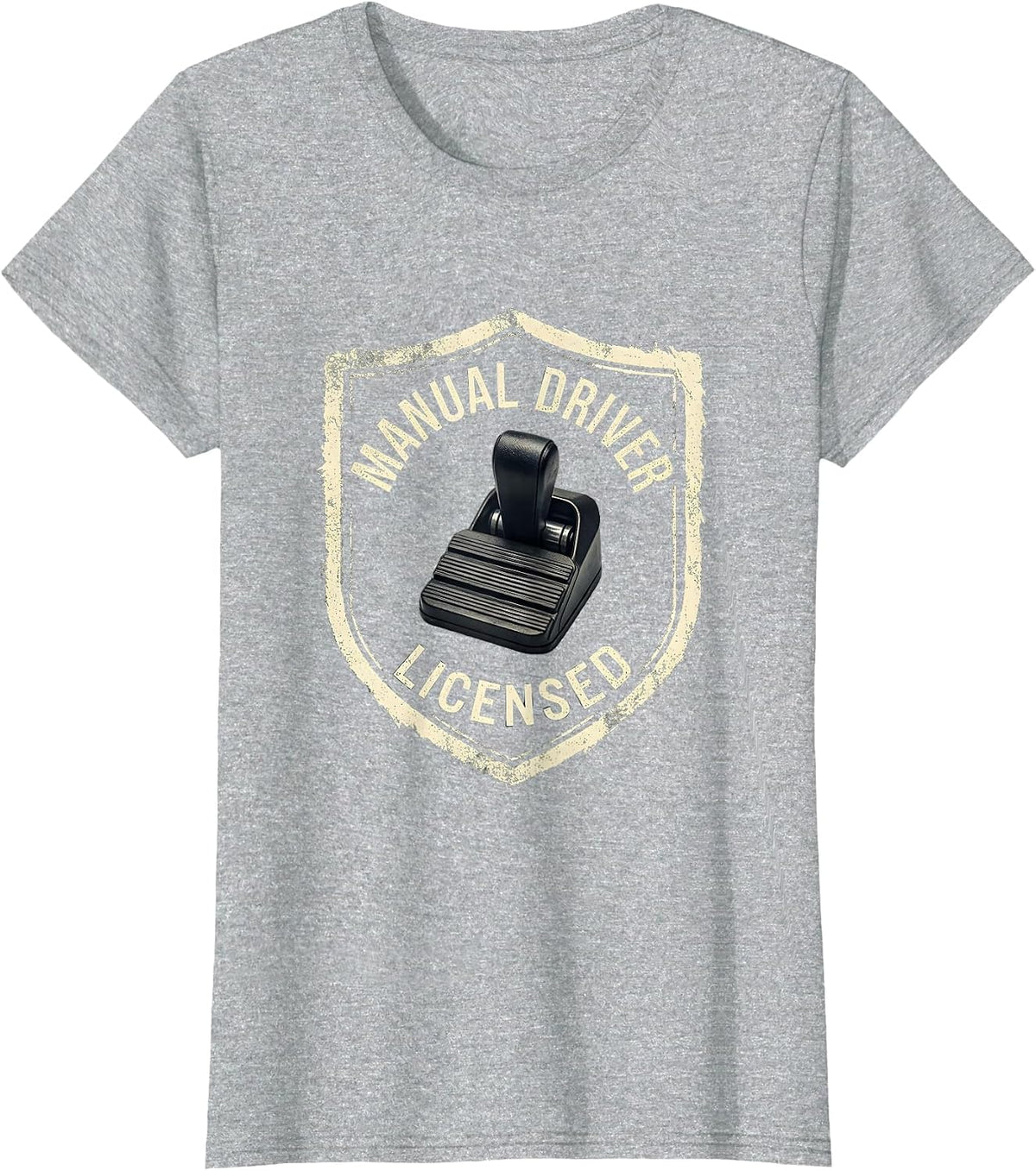 Manual Driver Licensed Rubber Stamp Car Guy Stick Shift T-Shirt - Heather Grey