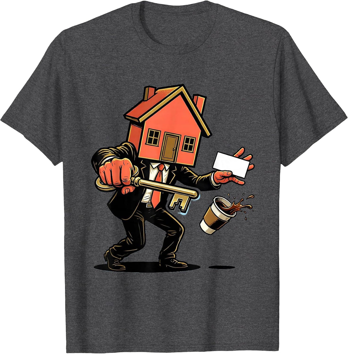 Cartoon Realtor Humor Real Estate Agent Gift T-Shirt - Dark Heather Grey
