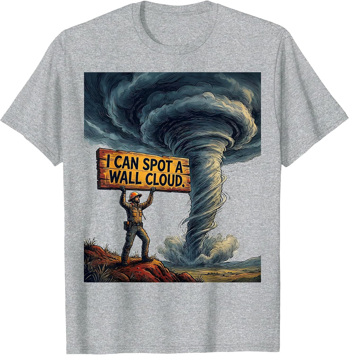 Men's I Can Spot A Wall Cloud Funny Storm Chaser Meteorologist T-Shirt - Heather Grey