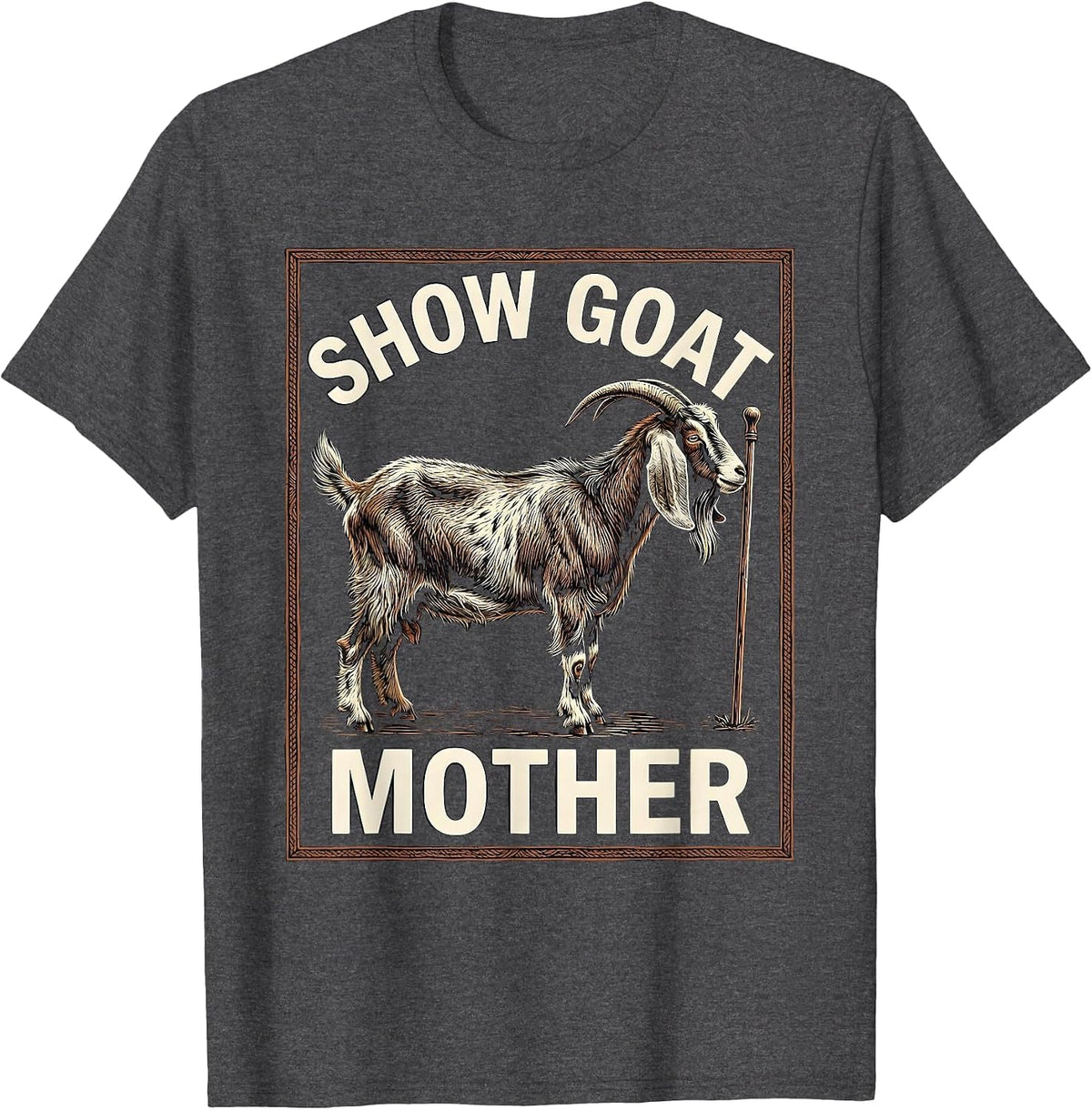Show Goat Mother Woodcut Engraving Farm Pride Livestock Show T-Shirt - Dark Heather Grey