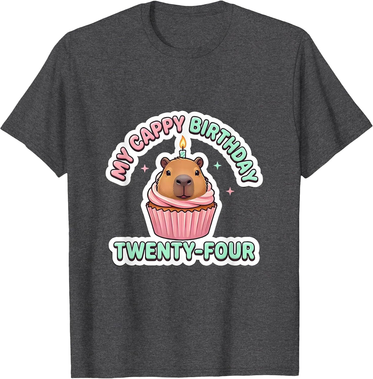 My Cappy Birthday Twenty-Four Kawaii Capybara Birthday Gift T-Shirt - Dark Heather Grey
