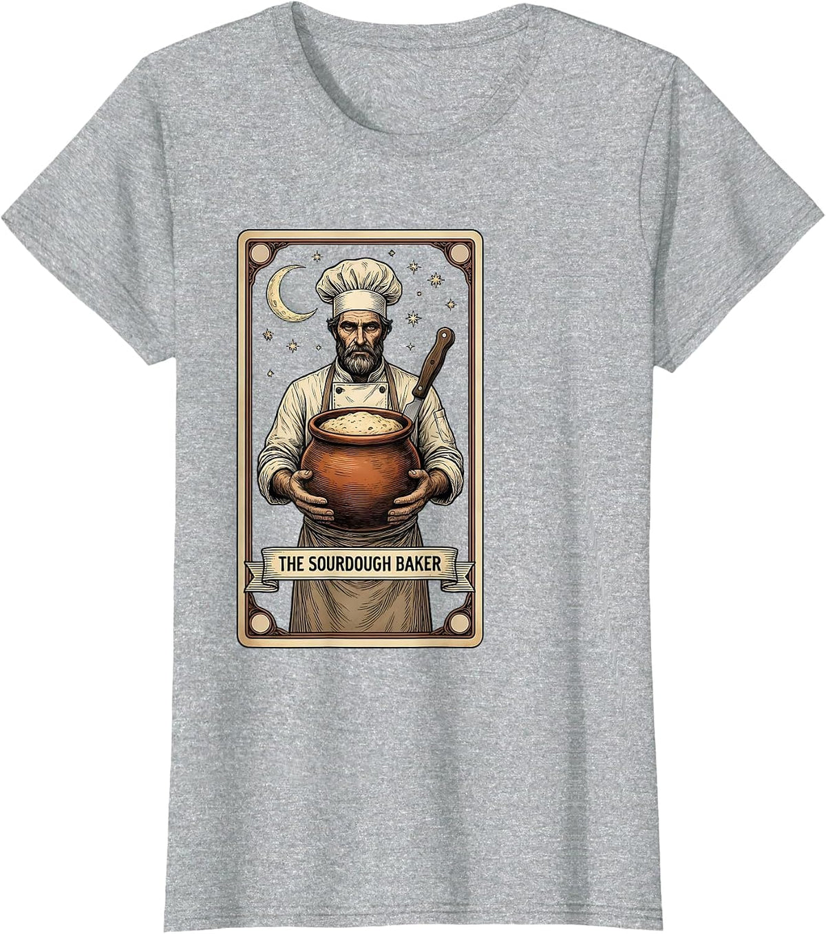 The Sourdough Baker Tarot Card Baker Humor Occult T-Shirt - Heather Grey