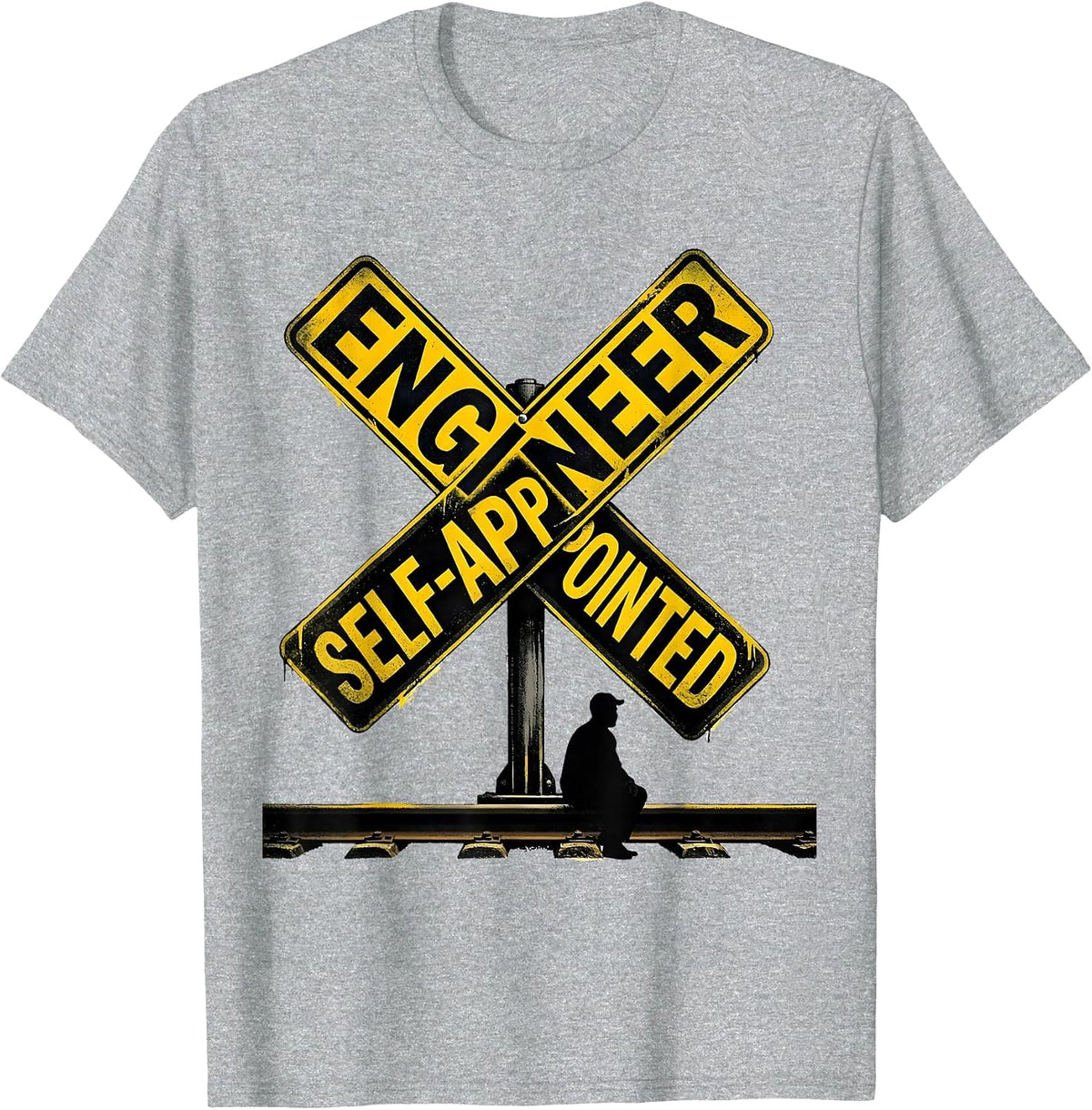 Men's Engineer, Self-Appointed Funny Train Enthusiast Locomotive T-Shirt - Heather Grey
