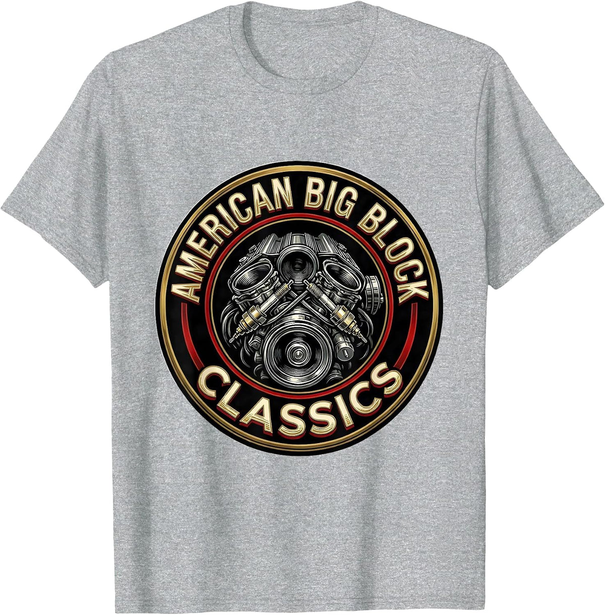 Men's American Big Block Classics Classic Muscle Car Enthusiast T-Shirt - Heather Grey