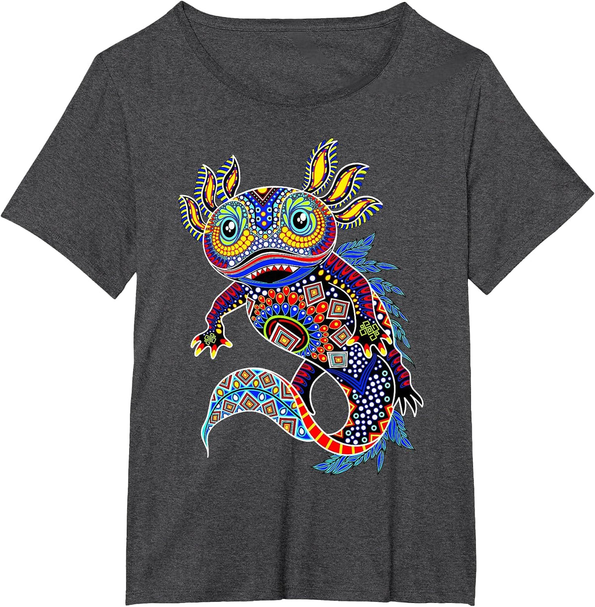 Axolotl Art Aztec Mexican Salamander Mexico Cinco De Mayo T-Shirt - Dark Heather Grey