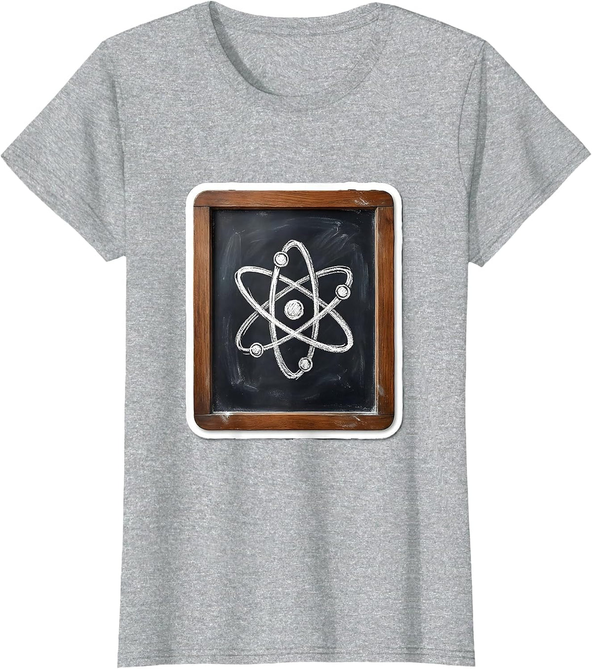 Atom Symbol Chalkboard Science Teacher Graphic T-Shirt - Heather Grey