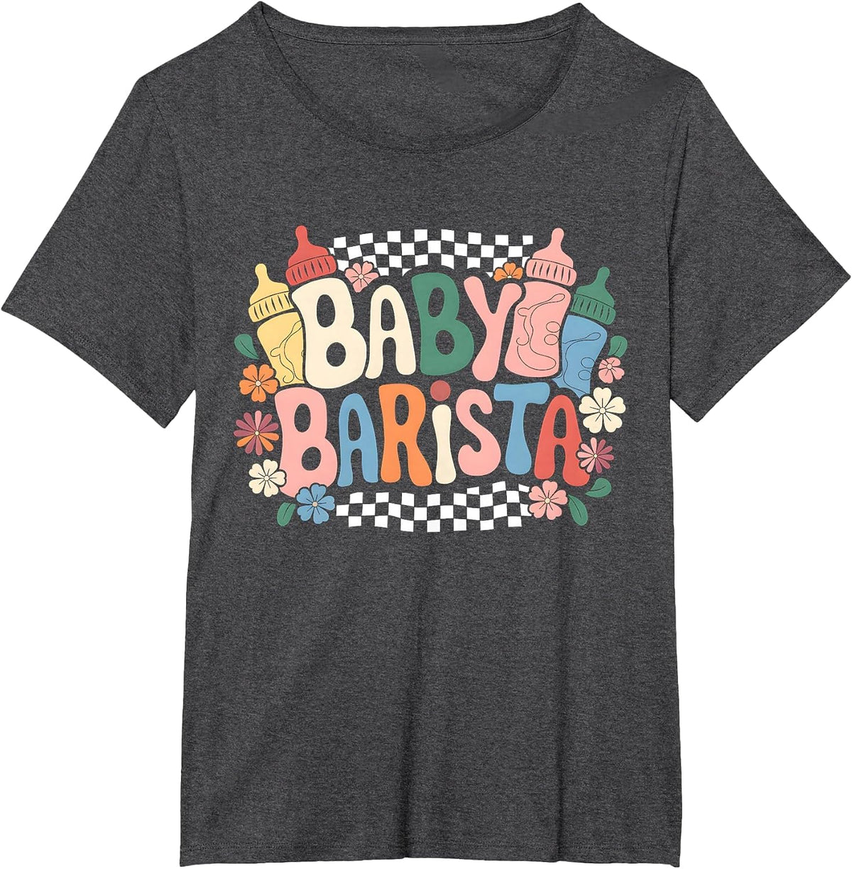 Nurse Milk Bottle Barista Mother Baby NICU Appreciation T-Shirt - Dark Heather Grey
