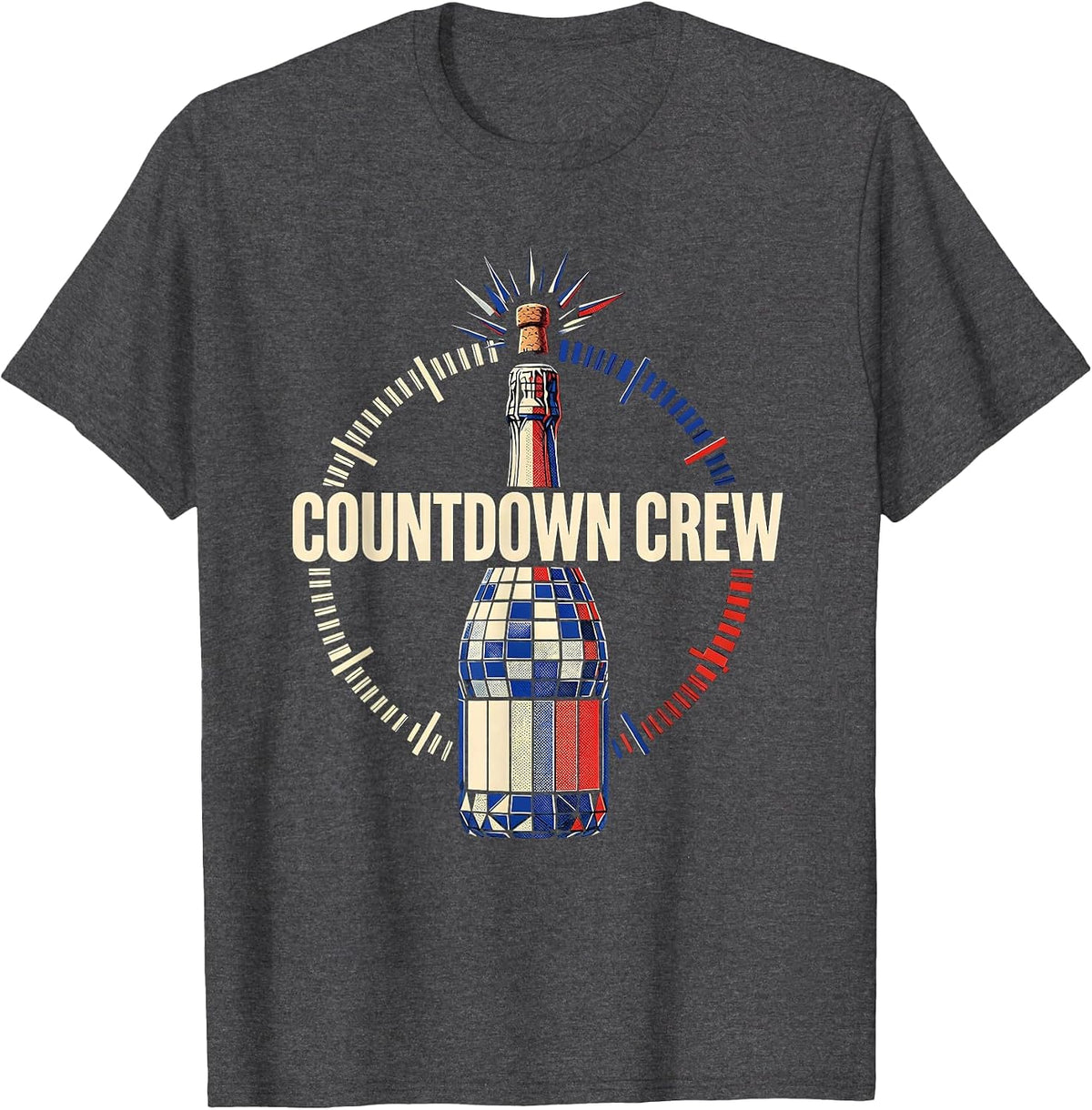 Men's Countdown Crew Geometric New Year Party Nurse Crew Matching T-Shirt - Dark Heather Grey