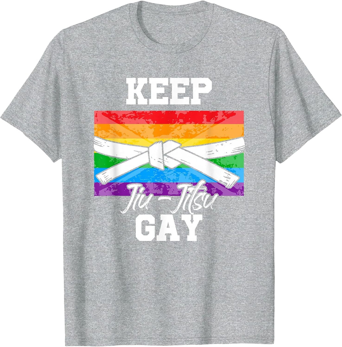 Keep Jiu Jitsu Gay LGBT Pride Month Ally Flag T-Shirt - Heather Grey