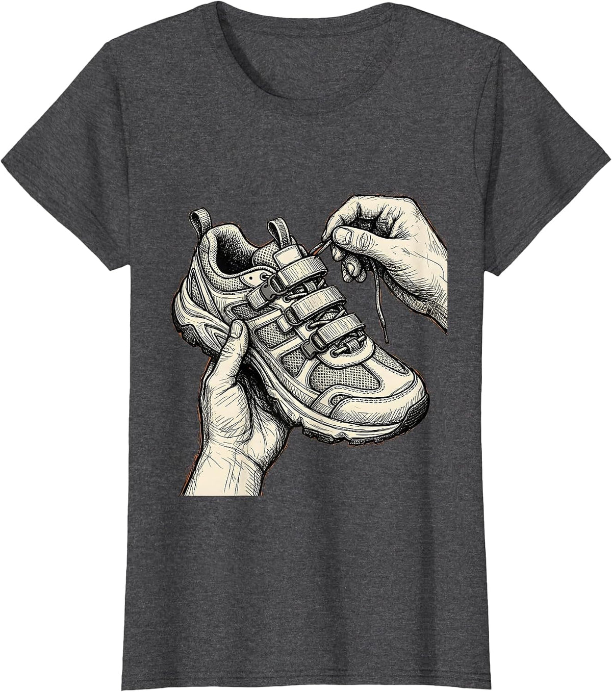 Women's Occupational Therapy Adaptive Shoe Lacing Graphic T-Shirt - Dark Heather Grey