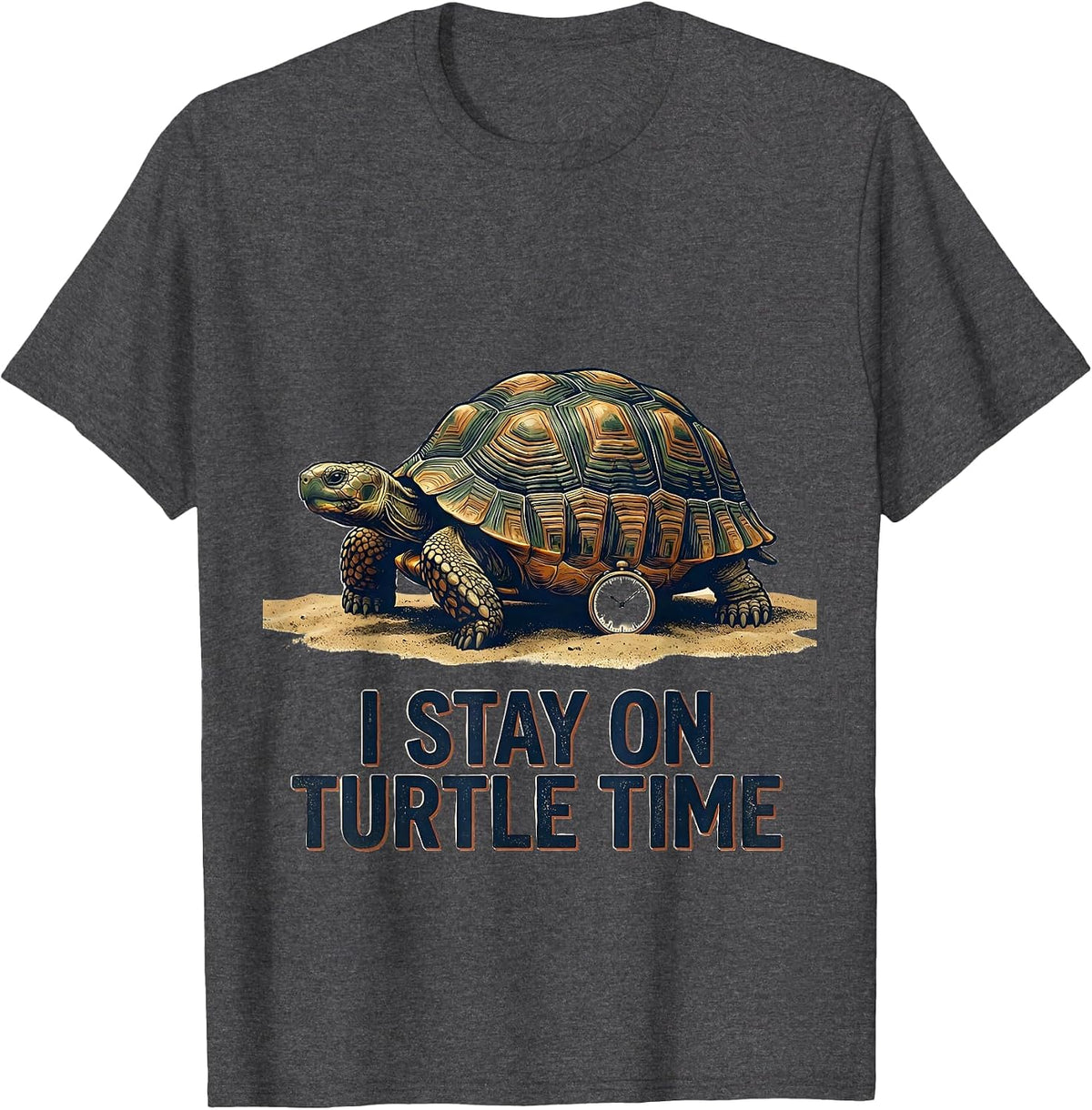 I Stay On Turtle Time Vintage Tortoise Lover Beach Humor T-Shirt - Dark Heather Grey